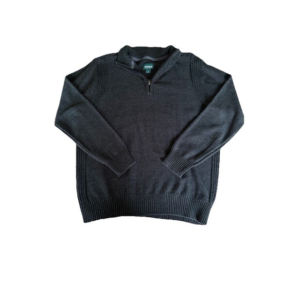Outdoor Life Men’s Pullover Sweater Dark Gray Quarter Zip Large Granola - Picture 1 of 3